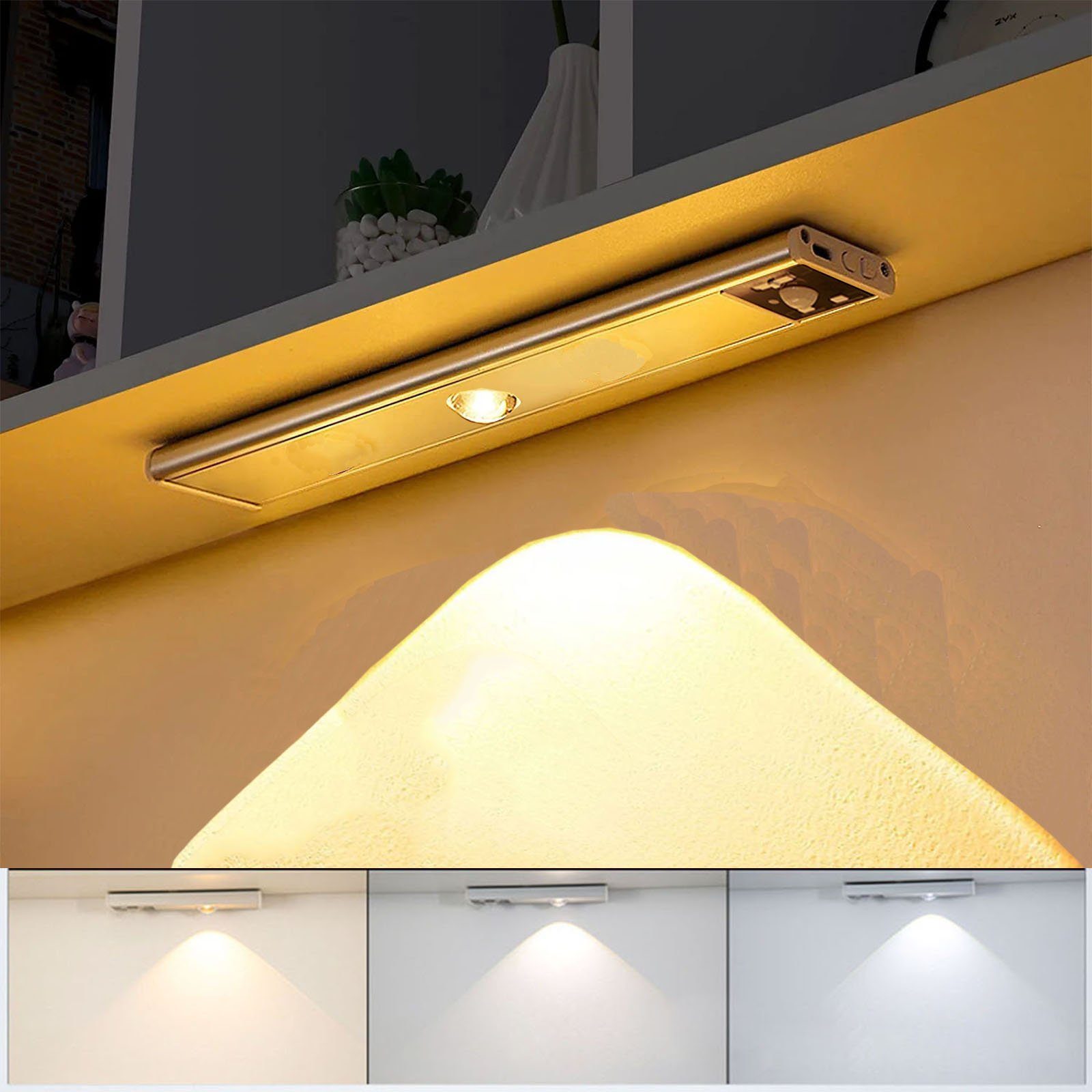 SEBSON LED Lichtleiste warmweiß, dimmbar (Touchfuktion), LED Leiste 30 cm,  LED Unterbauleuchte 5er Set : : Beleuchtung