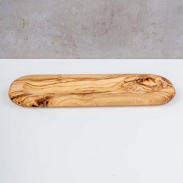 Levandeo® Dekotablett, Tablett Holz 33x12cm Olivenholz Ablage Natur Unikat Organizer Küche