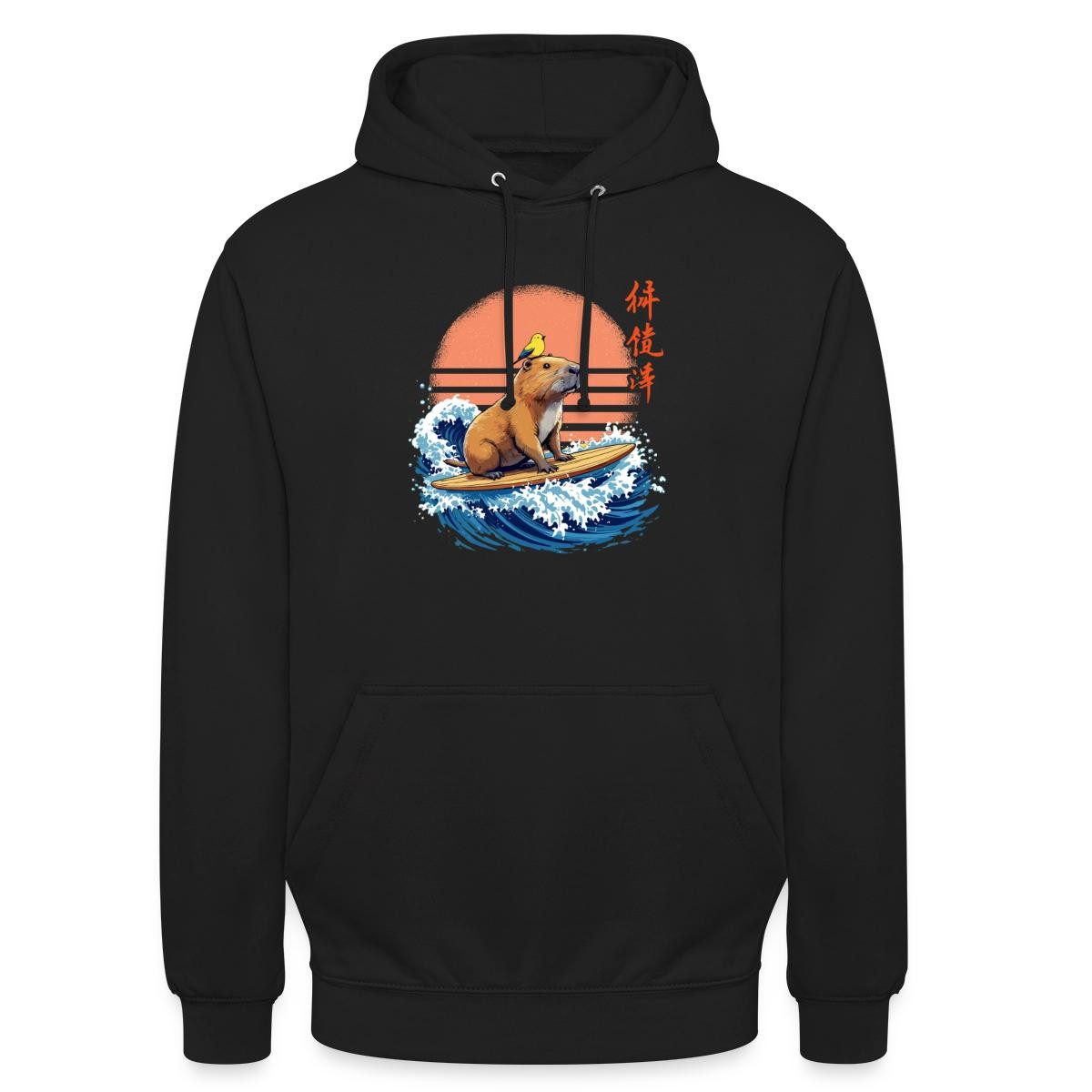 Spreadshirt Hoodie Surfendes Capybara, Capybara Auf Welle Unisex Hoodie (1-tlg)