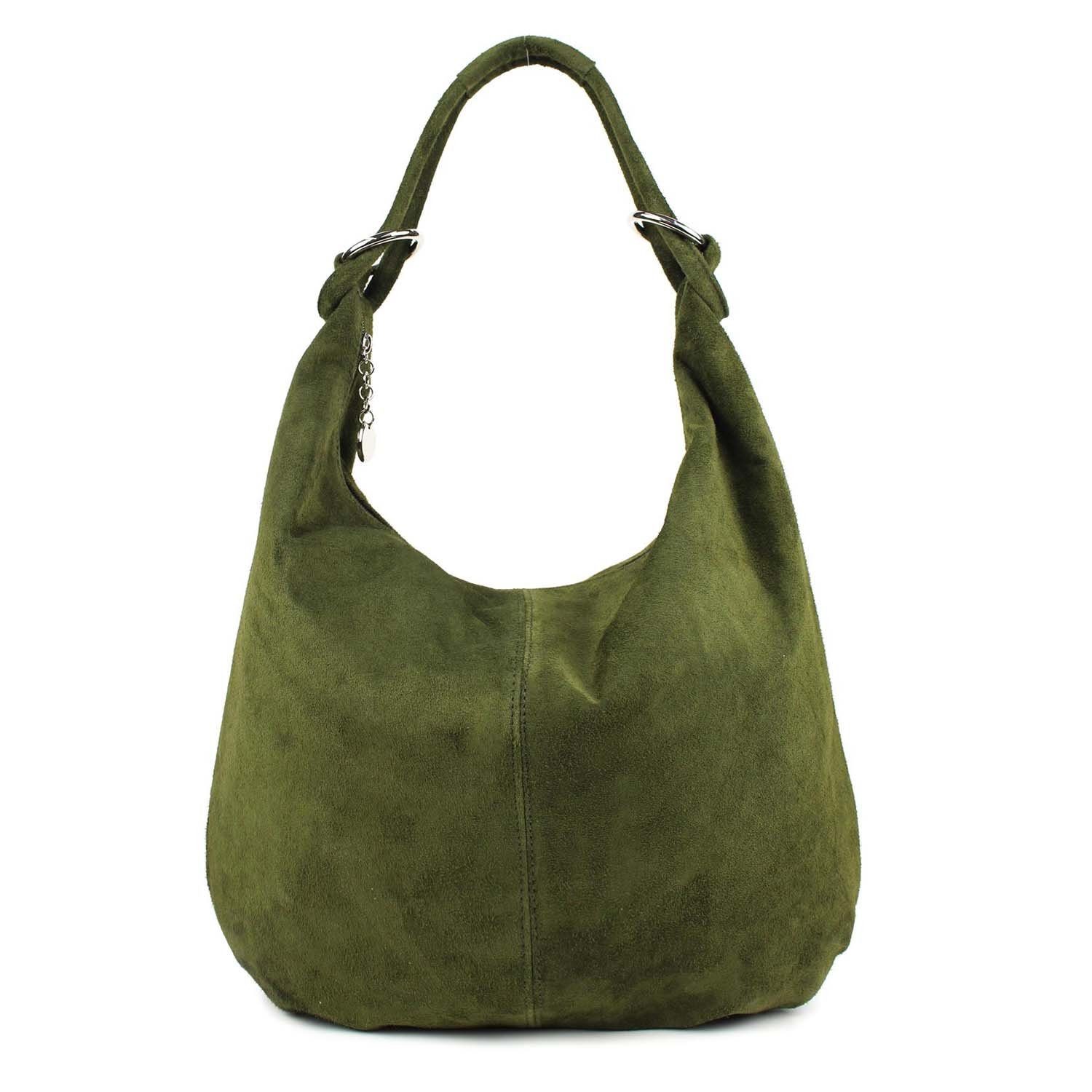 Schultertasche Made in Italy Damen Leder Tasche Shopper Umhängetasche Hobo Beutel Bag