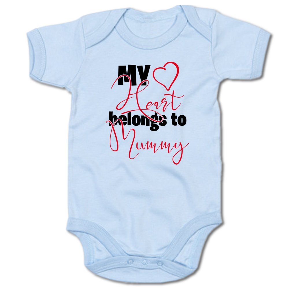 G-graphics Kurzarmbody My Heart belongs to Mummy Baby Body mit Spruch / Motiv / Aufdruck • zum Muttertag