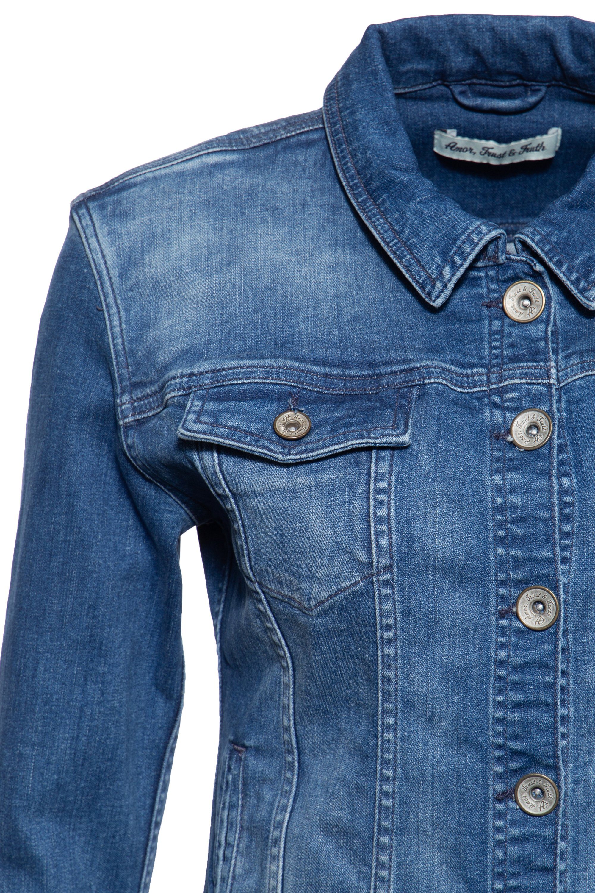 Damen Jacken ATT Jeans Jeansjacke Alicia im klassischen Design mit Waschungen