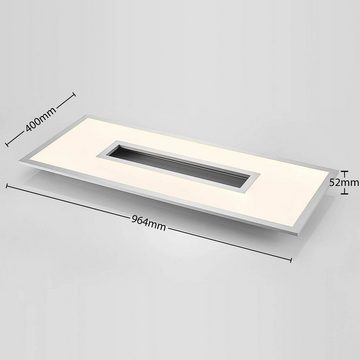 Lucande LED Deckenleuchte Durun, dimmbar, LED-Leuchtmittel fest verbaut, Farbwechsel warmweiß / tageslicht, Modern, Kunststoff, Aluminium, weiß, silber, 1 flammig, inkl.