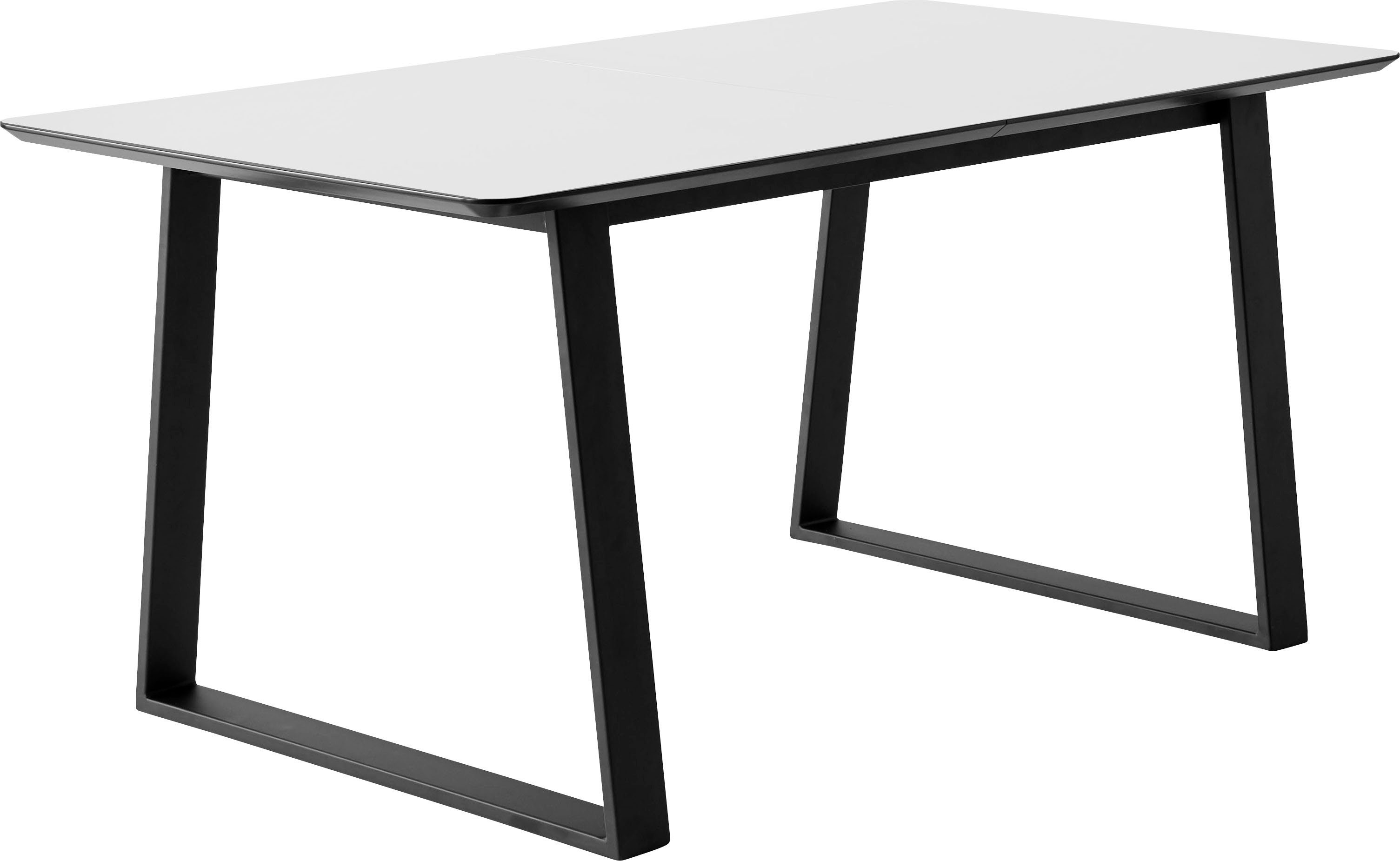 by Hammel, MDF, Furniture Esstisch Tischplatte Einlegeplatten abgerundete Trapez Weiß Metallgestell, 2 Meza Hammel