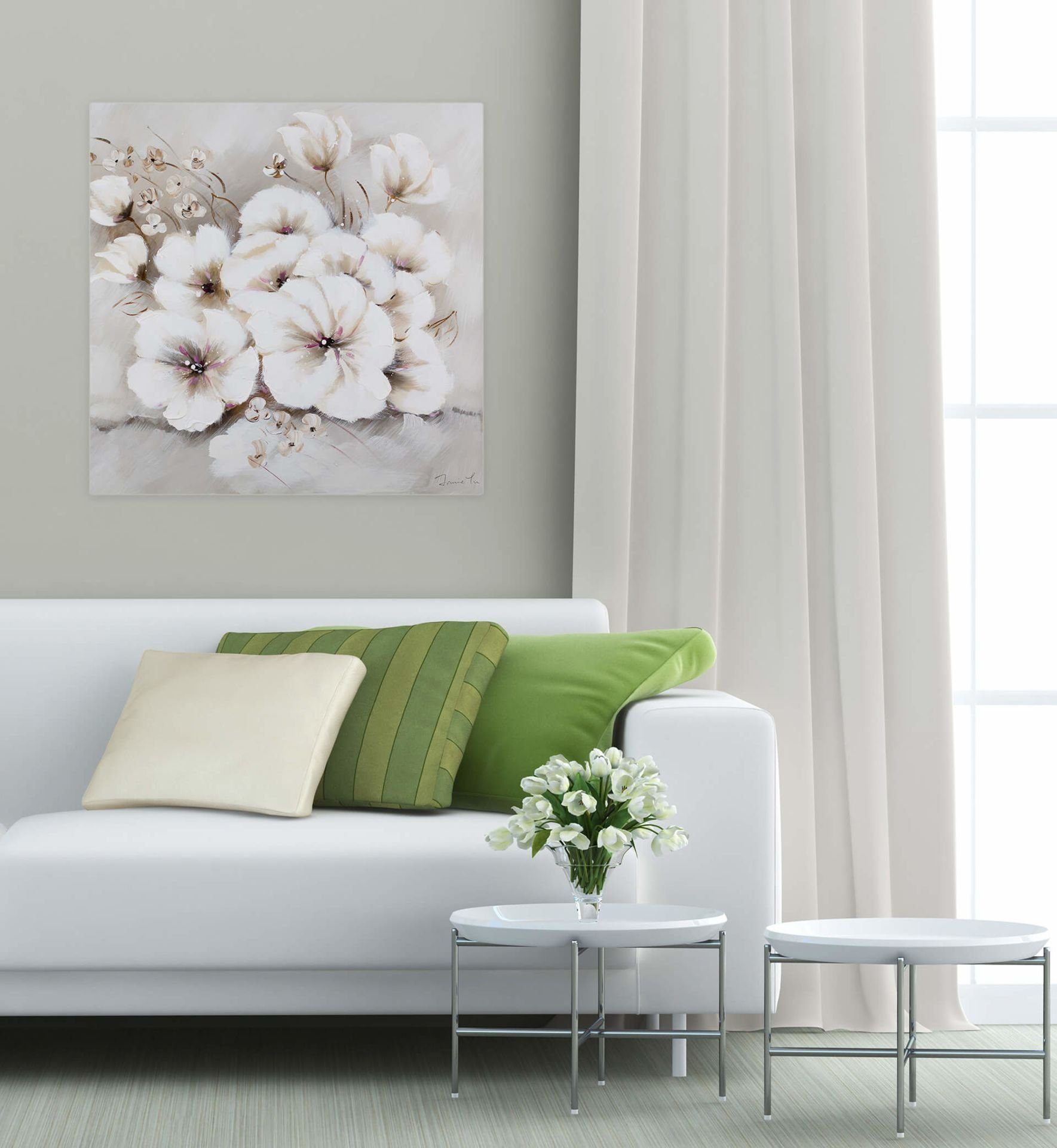 KUNSTLOFT Gemälde Reinheit der Blumen HANDGEMALT 100% Wohnzimmer Leinwandbild cm, Wandbild 80x80