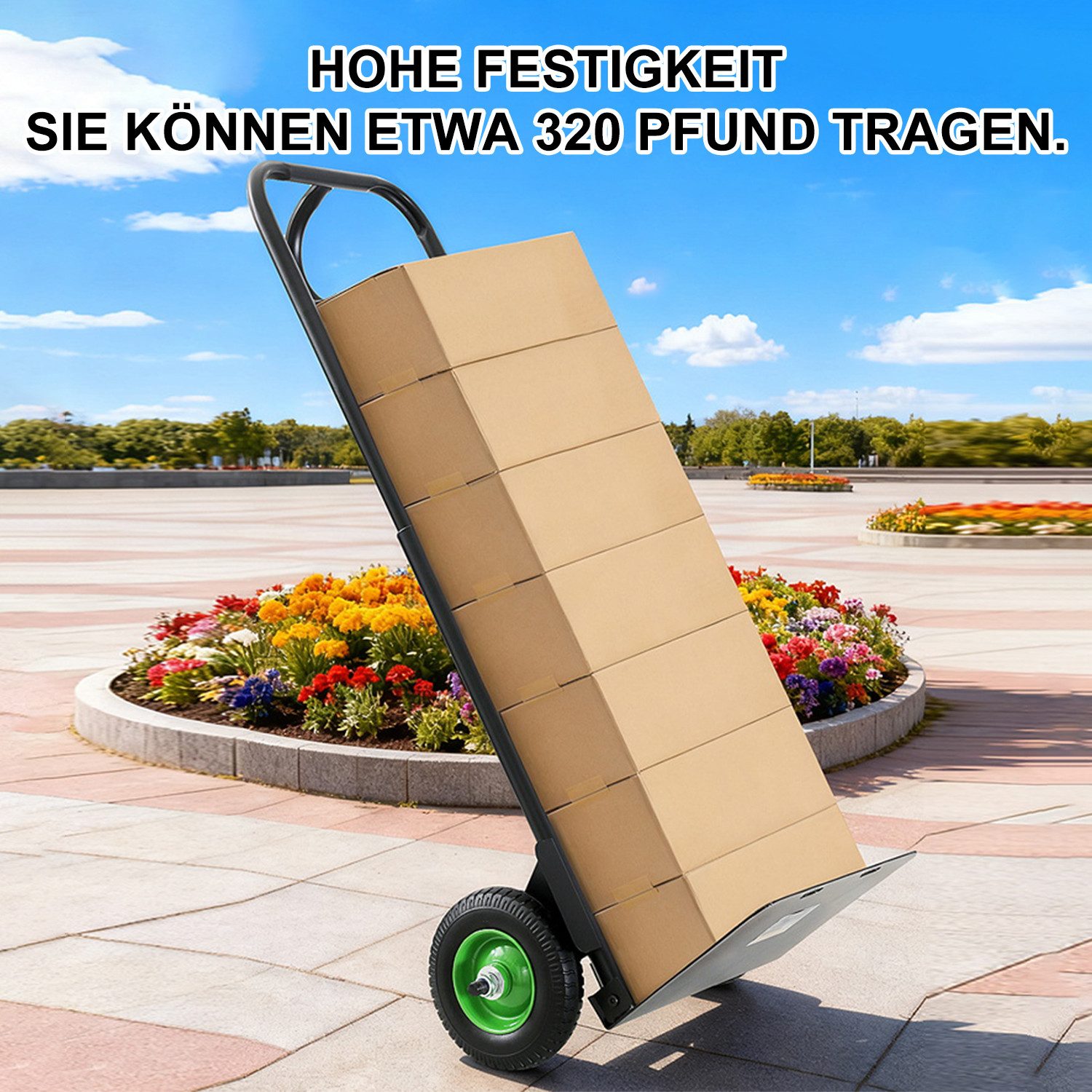 FOXSPORT Sack truck, transport cart up to 150 kg, foldable, with large rubber wheels and sturdy metal frame