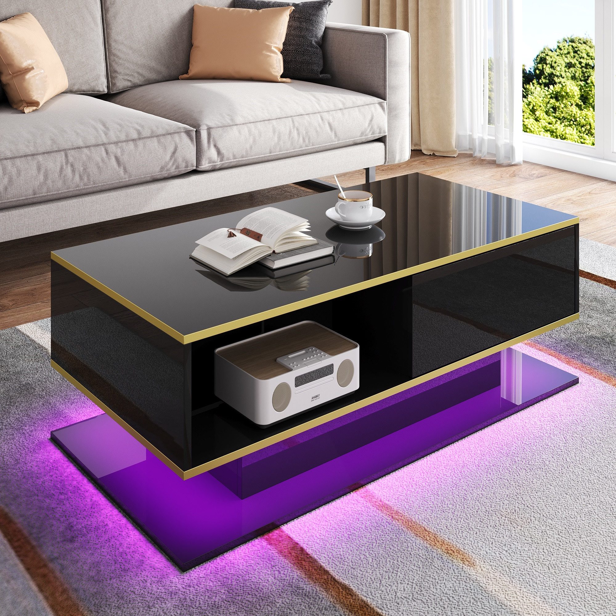 Merax Couchtisch hochglanz Sofatisch Beistelltisch mit günstig online kaufen