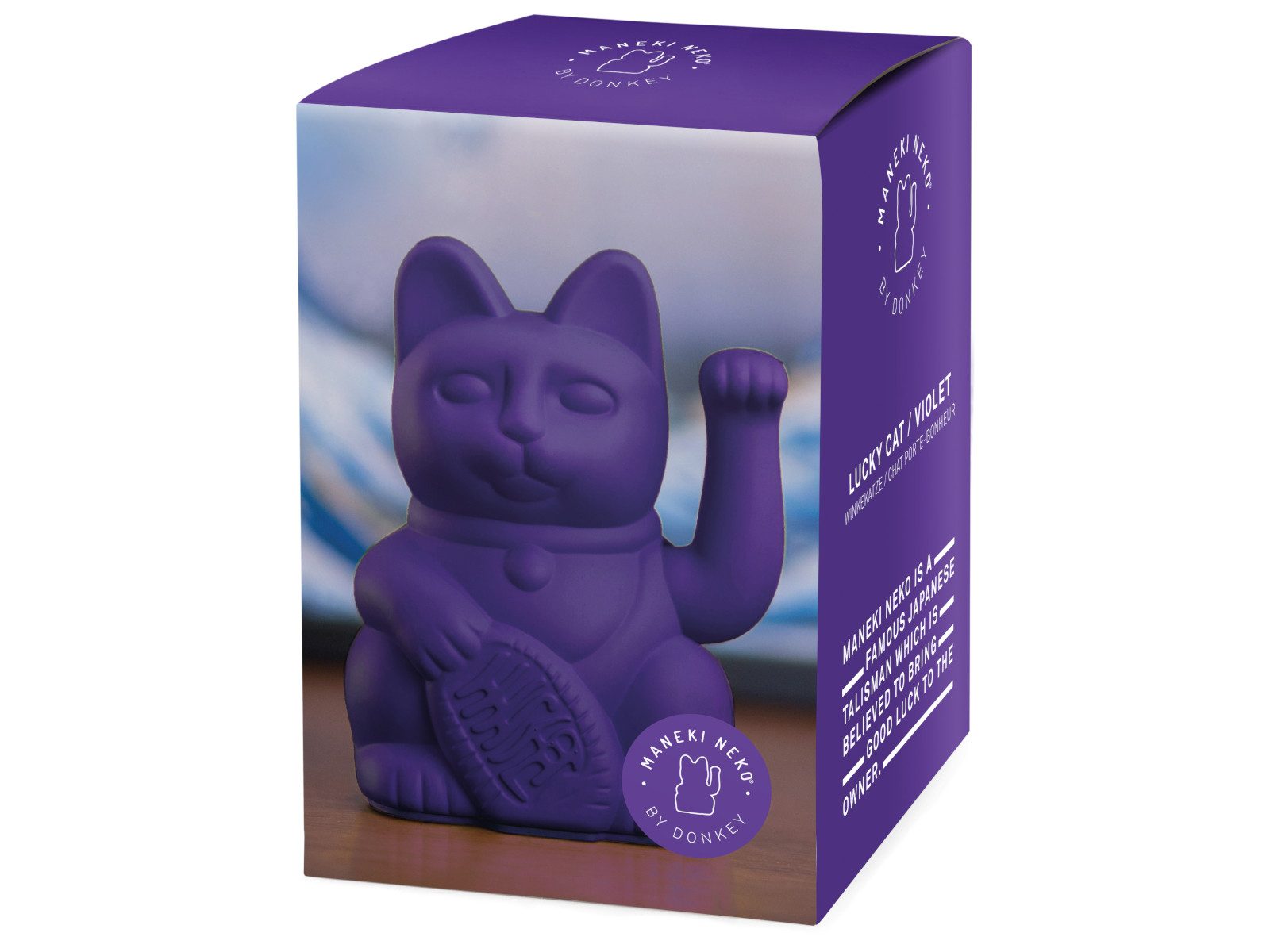 Donkey Products Dekofigur Lucky Cat Classic Winkekatze violet 15cm