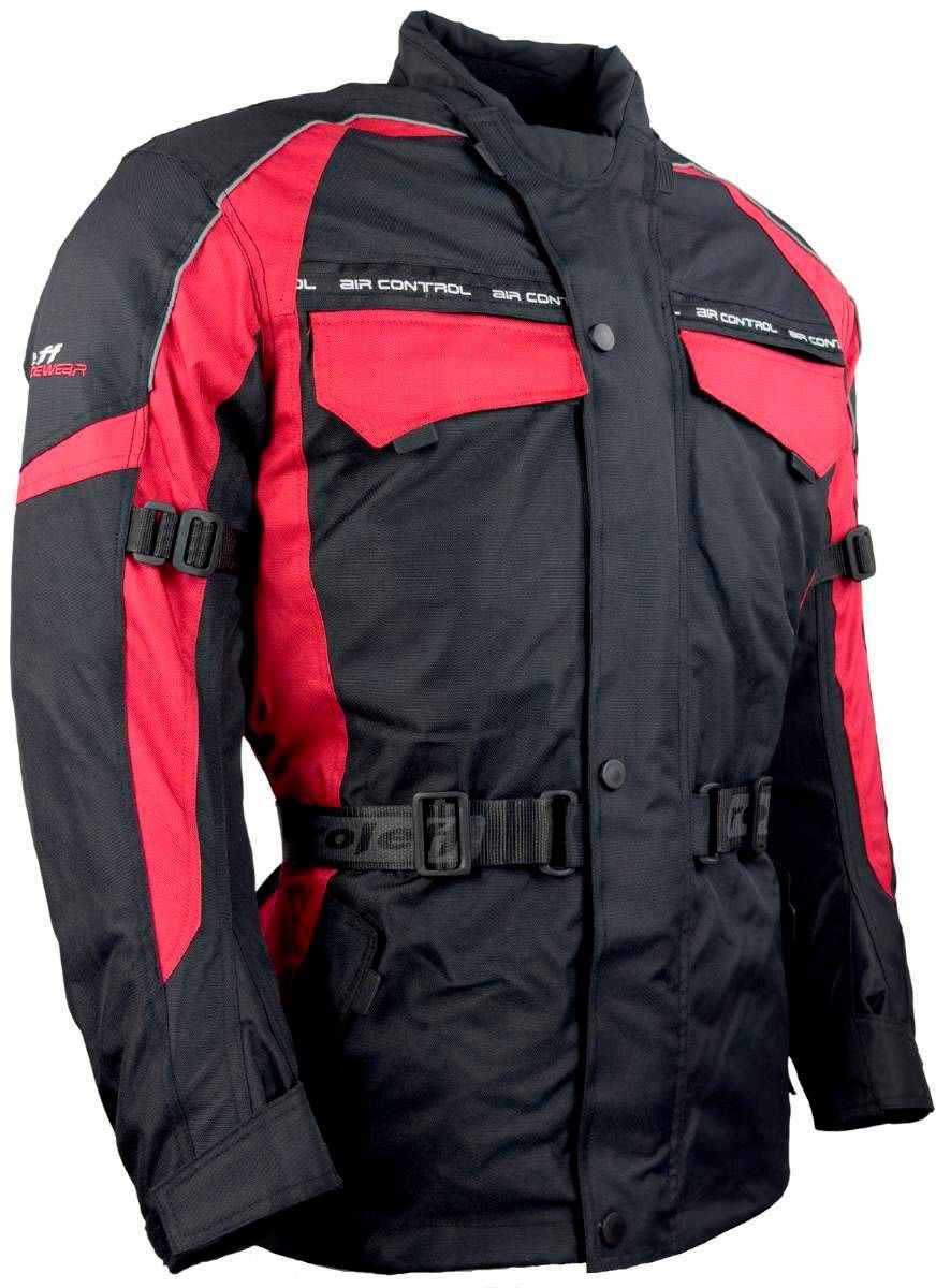 roleff Motorradjacke Reno mit Protektoren, 4 Taschen, rot-schwarz 3 Belüftungslöcher