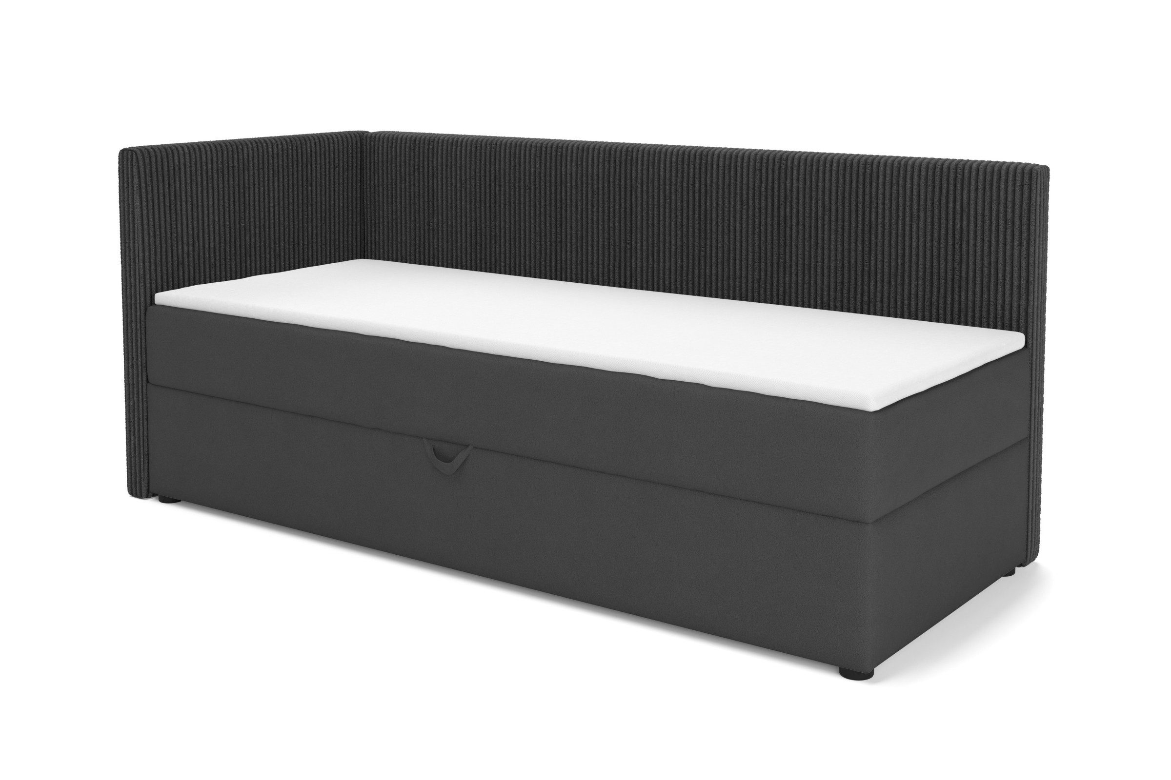 Deine Möbel 24 Boxspringbett RICO Boxbett mit Bettkasten, Tagesbett mit Schlaffunktion, Schlafsofa (ideal für Jugendliche & Erwachsene, 1-St., Modernes 2-in-1 Design Schlafsofa & Bett), 90x200 100x200 Schwarz Grau Rosa Beige Ecru Anthrazit Cord Velour