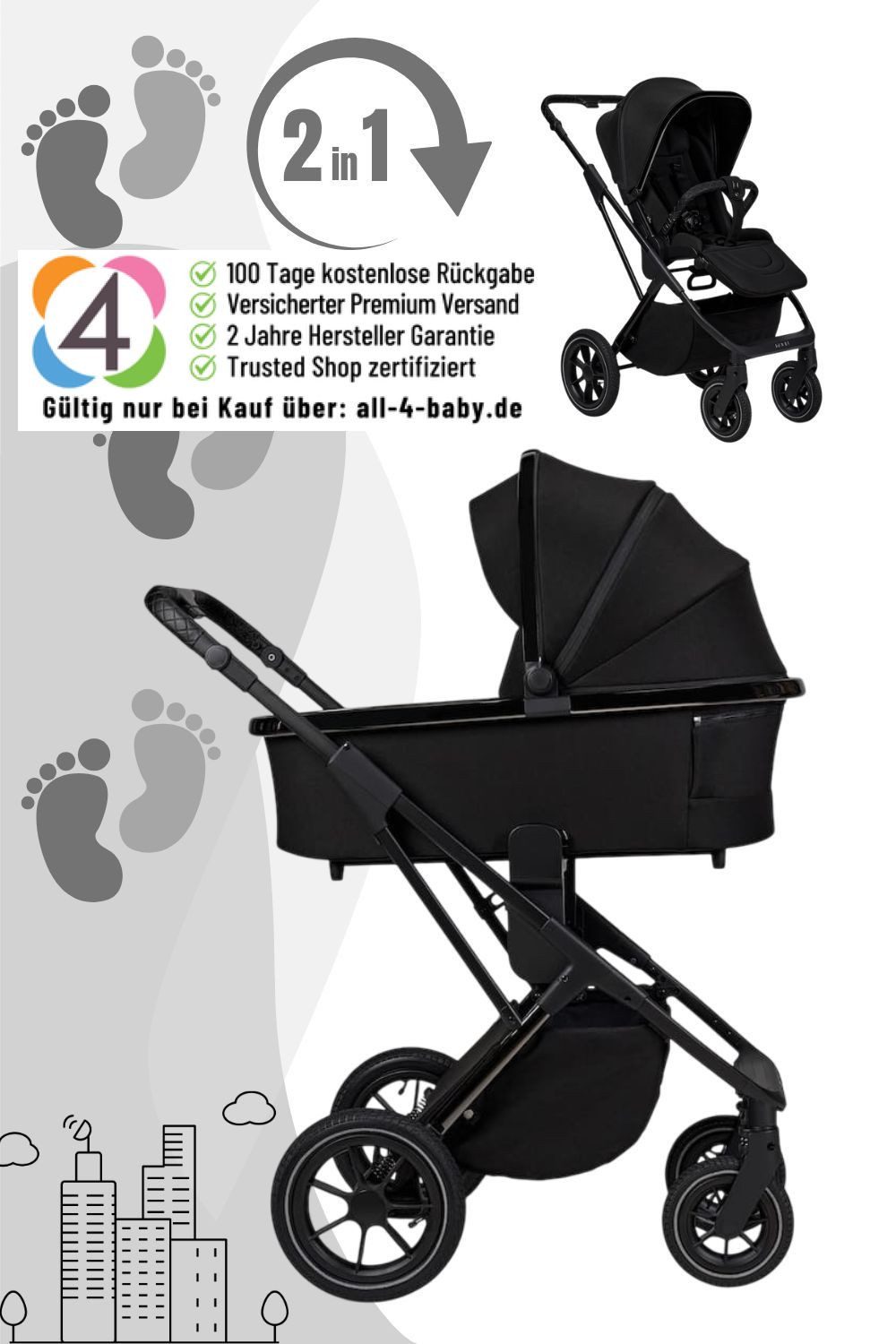 Moon Kombi-Kinderwagen PIÙ Kinderwagen / Kombikinderwagen