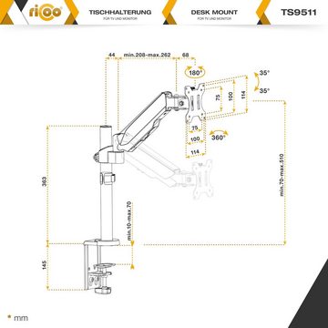 RICOO TS9511 Monitor-Halterung, (bis 32 Zoll, Tischhalterung Monitorständer Gasfeder Tisch Bildschirm schwenkbar)