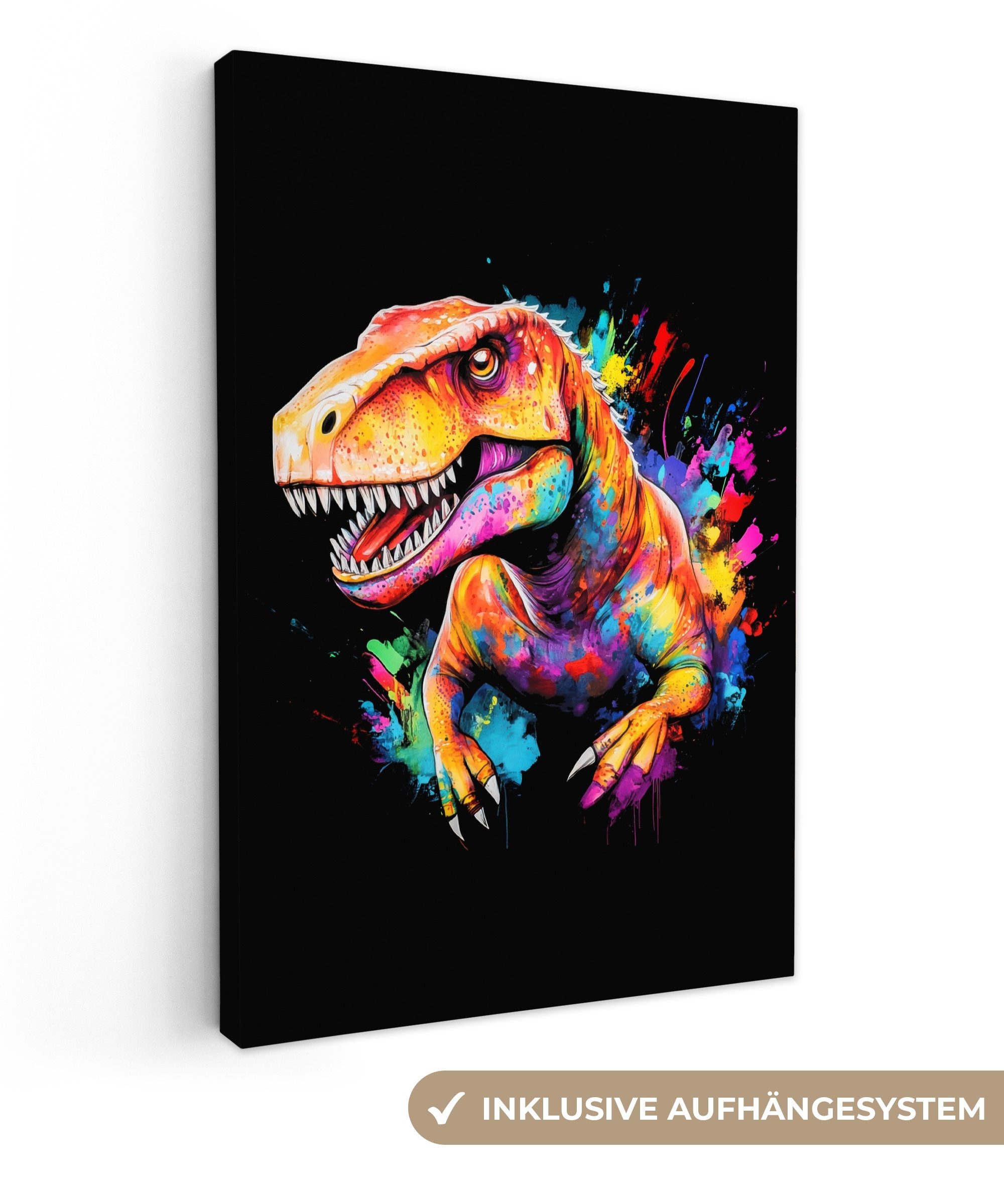 OneMillionCanvasses® Leinwandbild Graffiti - Dinosaurier - Jungen - Farbenf günstig online kaufen