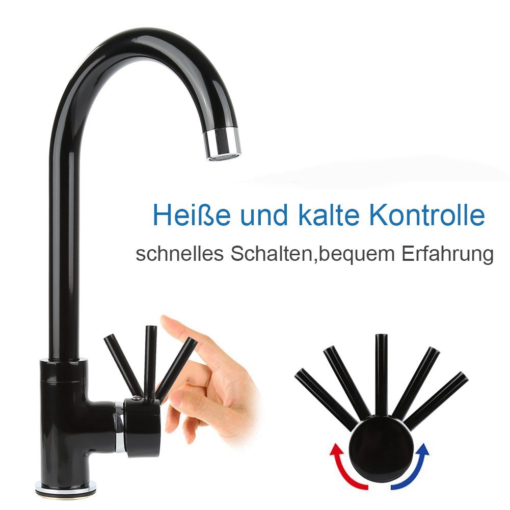 JEOBEST Küchenarmatur Spültischarmatur Mischbatterie Küche 360°Drehbar Küchenarmatur – Bild 5 von 5