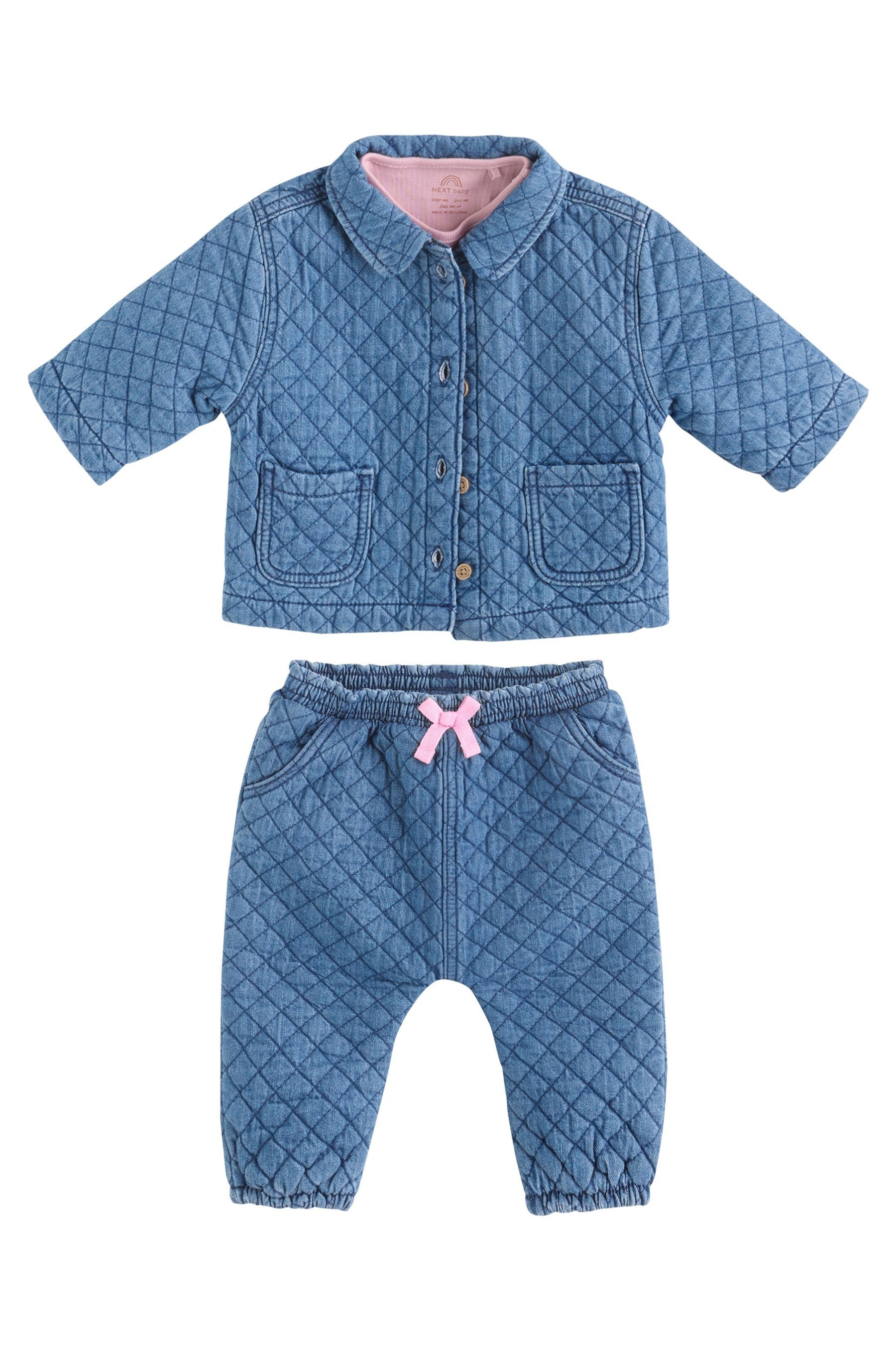 Shirt, Hose & Jäckchen 3-teiliges Baby-Set: Denimjacke, Hose und T-Shirt