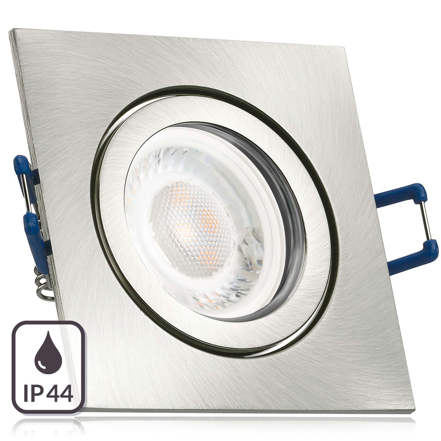 / in IP44 silber LED extra Einbaustrahler flach LED Einbaustrahler Set LEDANDO edelstahl gebürste