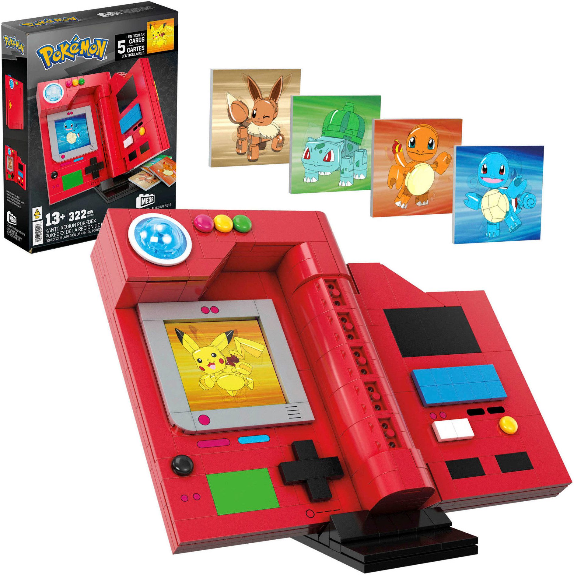 MEGA MEGA Pokémon Kanto-Region Pokédex Bauset Konstruktions-Spielset, (322 St)