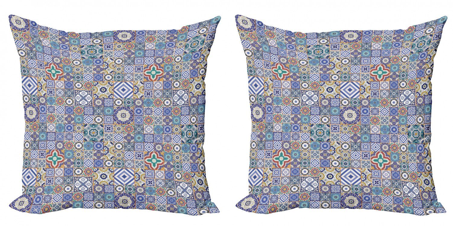 Kissenbezüge Modern Accent Doppelseitiger Digitaldruck, Abakuhaus (2 Stück), marokkanisch Gitter Quadrat-Muster