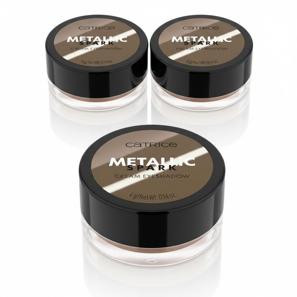Catrice Lidschatten Metallic Spark Cream Eyeshadow, 3-tlg., Wischfest, lange Haltbarkeit, cremig, metallisch funkelndes Finish.