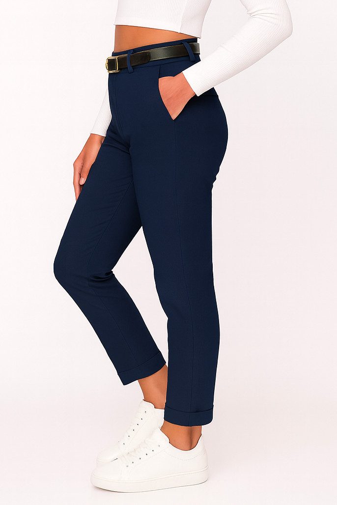 Kendindza Collection Stretch-Hose Damen Hose Stretch mit Gürtel Stoffhose D günstig online kaufen