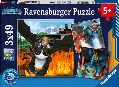 Ravensburger Puzzle Dragons: Die 9 Welten, 147 Puzzleteile, 3 x 49 Teile; Made in Europe; FSC® - schützt Wald - weltweit