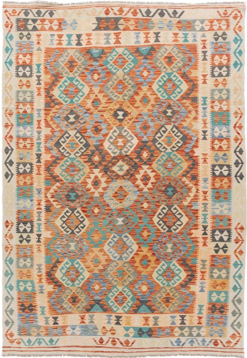 Orientteppich Kelim Afghan 206x294 Handgewebter Orientteppich, Nain Trading, rechteckig, Höhe: 3 mm