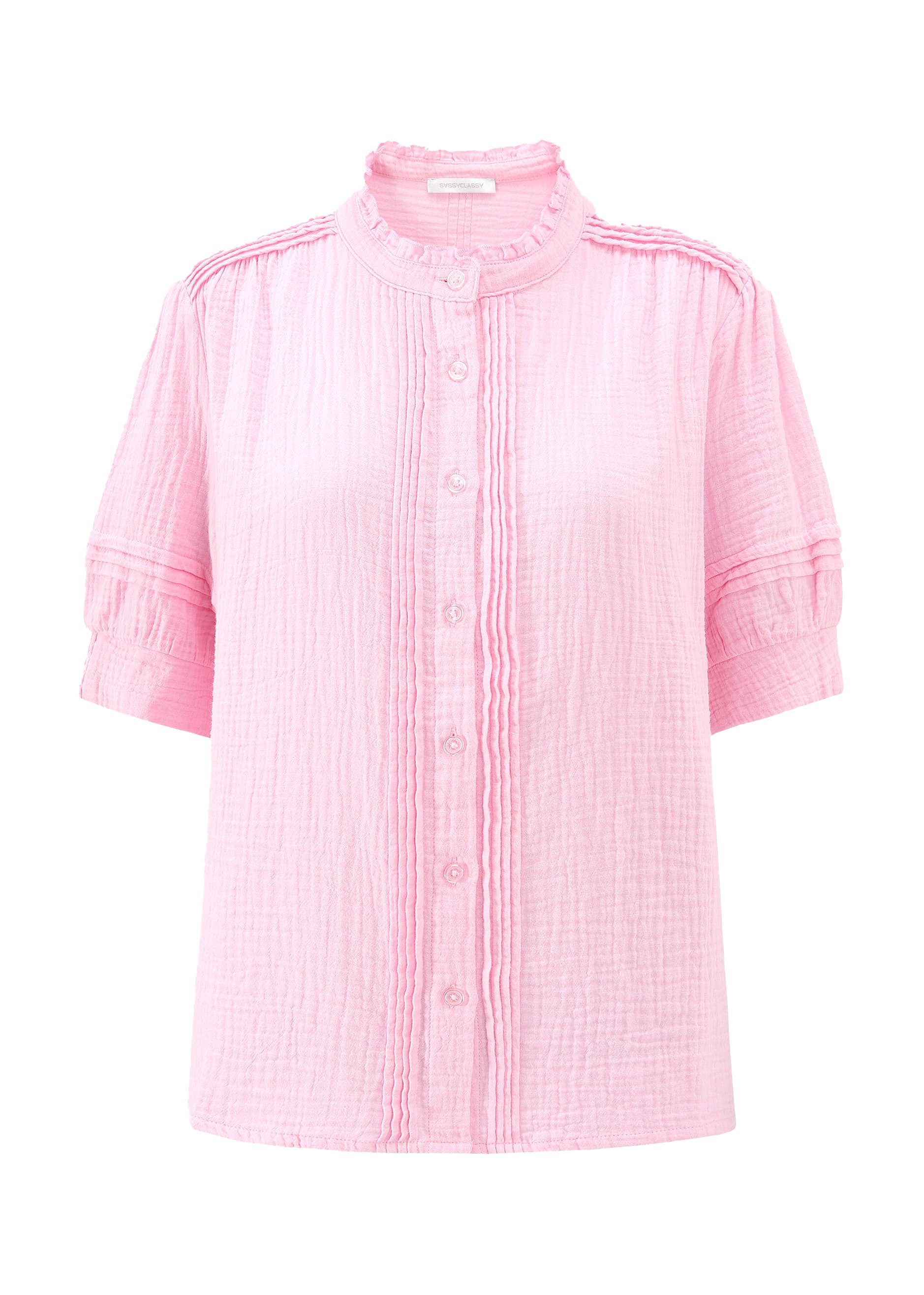 SASSYCLASSY Langarmbluse Kurzarmbluse für Damen aus Musselin Kurze Luftige günstig online kaufen