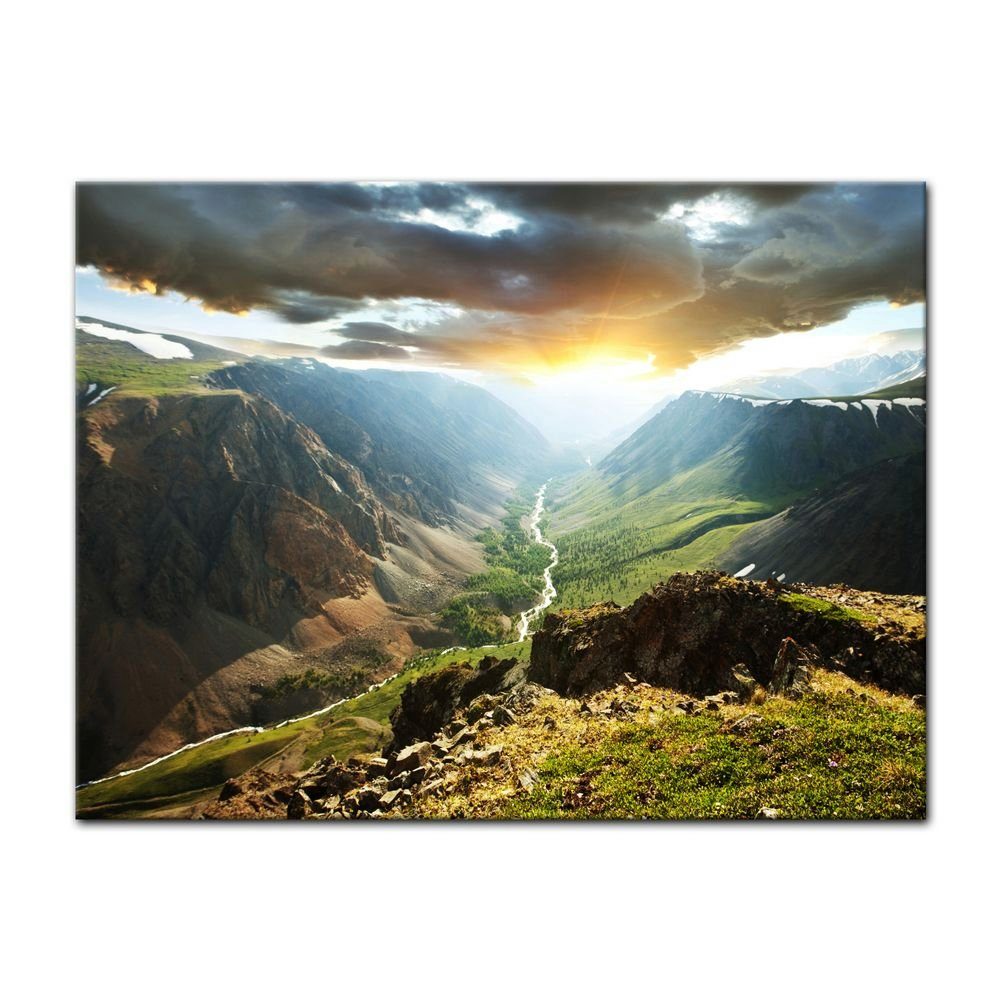 Bilderdepot24 Leinwandbild Berge mit Sonnenuntergang, Landschaften