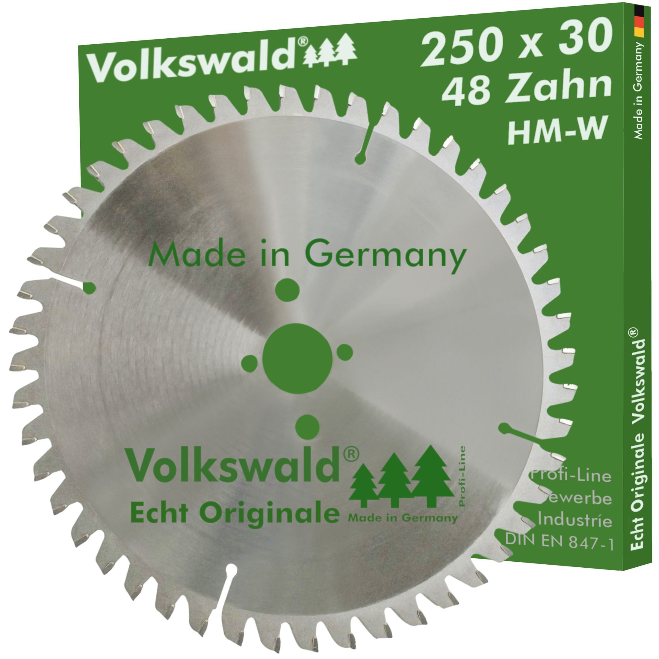 Volkswald Kreissägeblatt Volkswald ® HM-Sägeblatt WNE 250 x 30 mm Z= 48 Kreissägeblatt Hartholz, Echt Originale Volkswald® Made in Germany