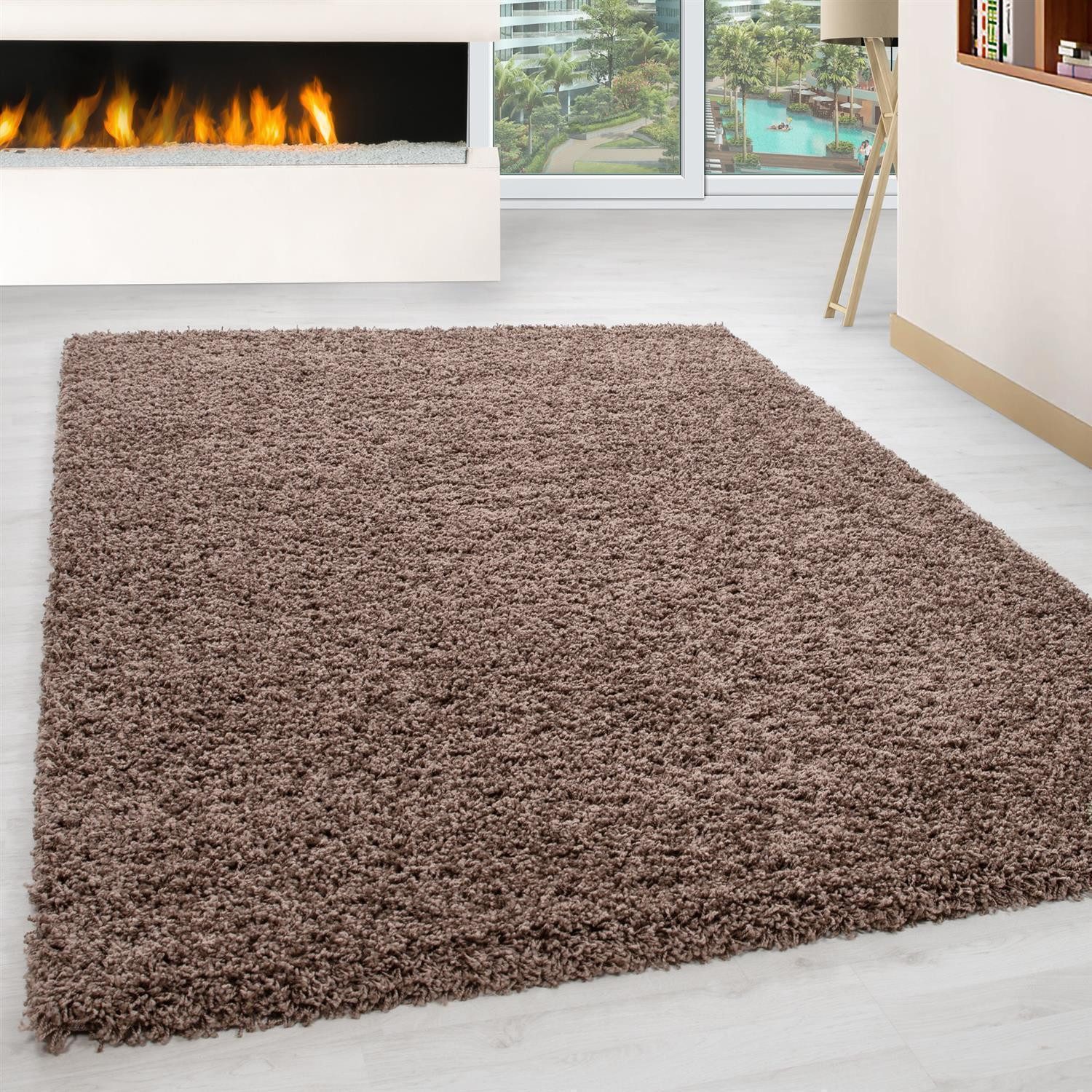 SchönesWohnen24 Hochflor-Teppich Hochflor Teppich LIFE Mokka günstig online kaufen