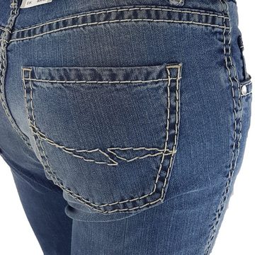Pioneer Authentic Jeans Straight-Jeans Pioneer SALLY Jeans Damen blau washed Baumwollmischung Steppnähte42627