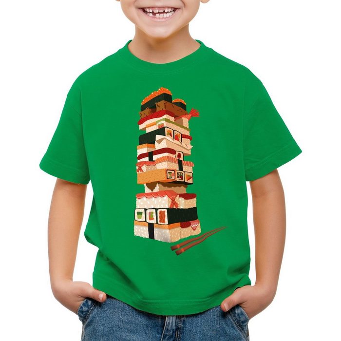 style3 Print-Shirt Kinder T-Shirt Sushi Tower japan japanisch spiel
