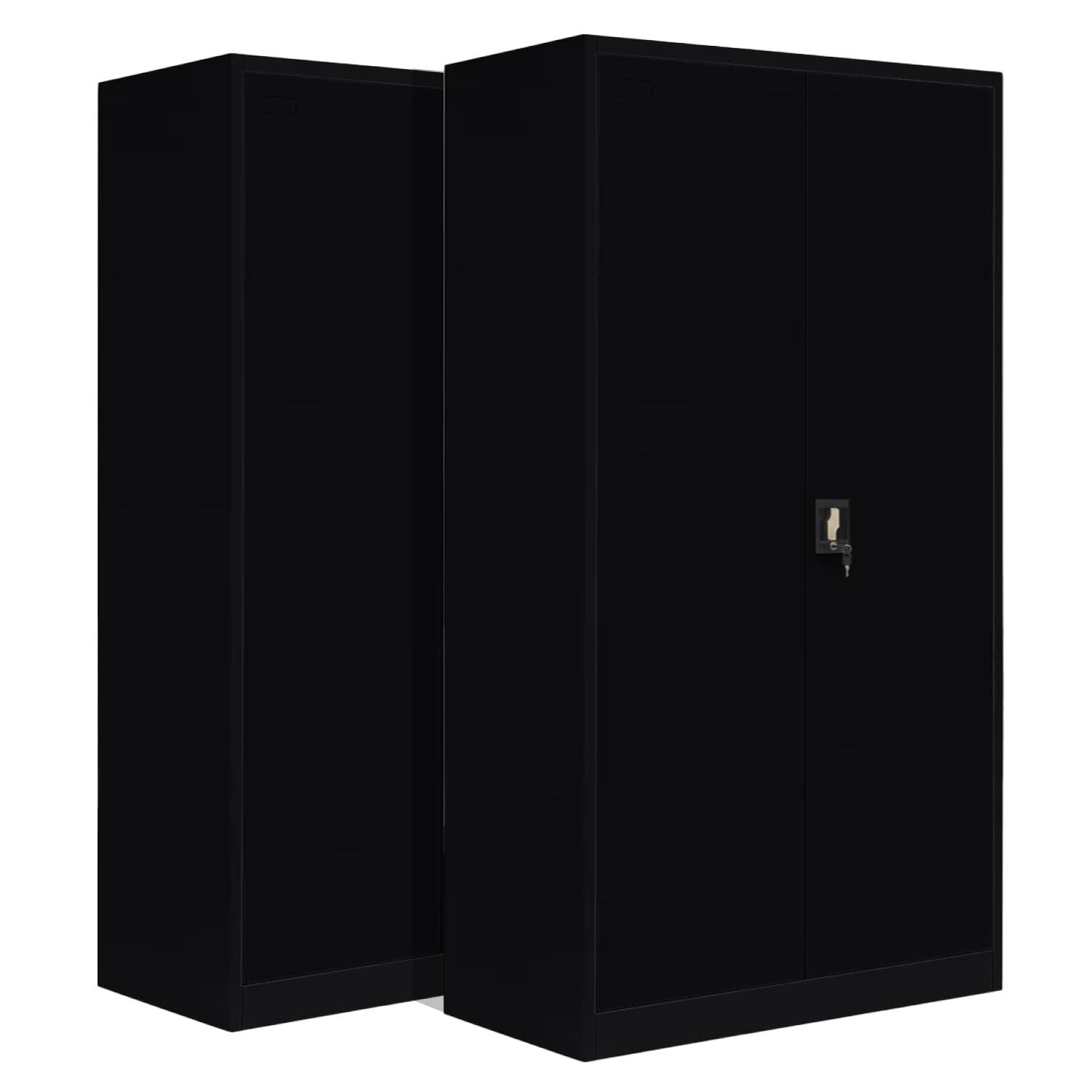 LagerZwei Aktenschrank Stahlschrank 195x100x50 cm (Packung, 2-St., 2er-Set) 3-fach verriegelt, 4 Böden, bis 60 Ordner, Flügeltüren 130°