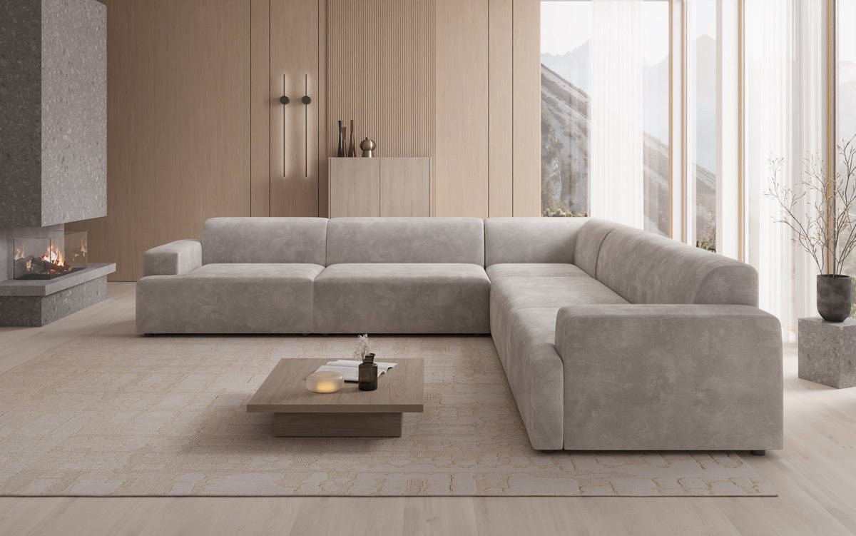 Luxusbetten24 Sofa Designer Sofa Monza Wohnlandschaft L XXL, in Samt