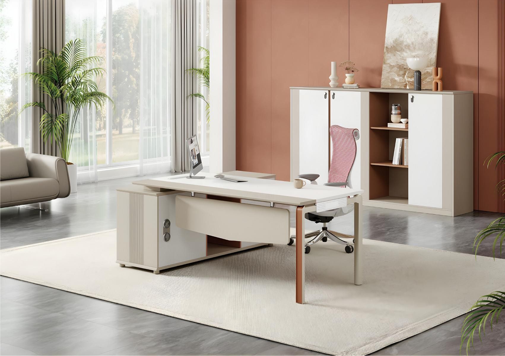 Xlmoebel Büromöbel-Set Exklusives Designer Büroset in elegantem Design mit Aktenschrank, (2tlg.Büroset (Schreibtisch + Aktenschrank), Hergestellt in Europa