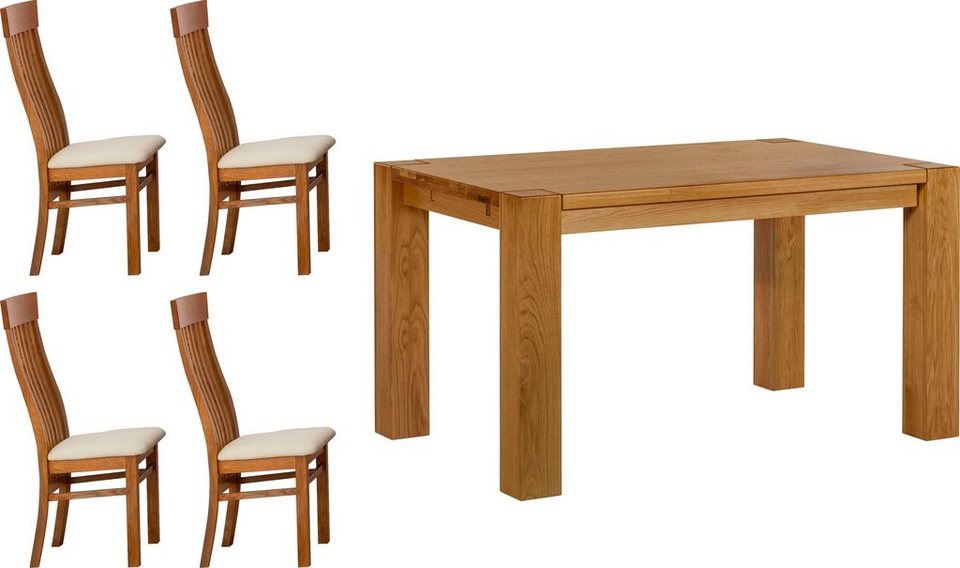 Home affaire Essgruppe Amore, (Set, 5-tlg), bestehend aus dem Tisch  »Dominik« und den Stühlen