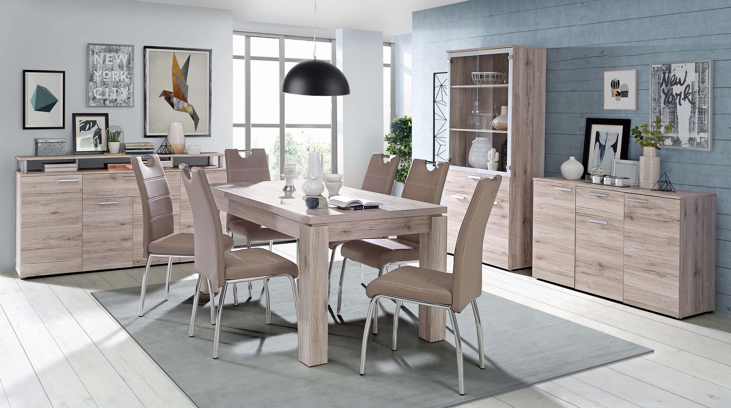 Newroom Kommode Sandeiche 169 cm, Kommode Sandeiche Modern Sideboard Barkommode Wohnzimmer