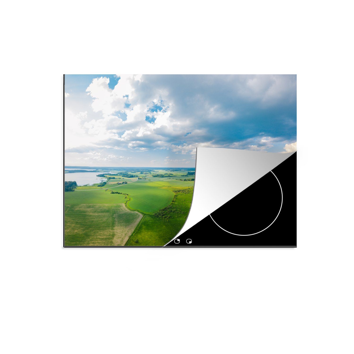 Vogelperspektive, Finnland tlg), der aus Ceranfeldabdeckung küche, Landschaft MuchoWow 59x52 in Vinyl, Herdblende-/Abdeckplatte (1 cm, Induktionsmatte für die
