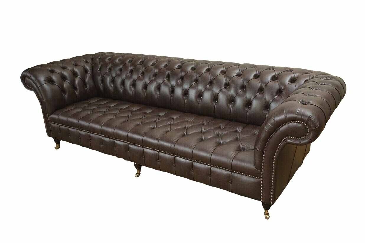 JVmoebel Chesterfield-Sofa Chesterfield Luxus Couchen Europa Couch Sofort, Teile, 245cm Made Ledersofa 1 Leder 100% in