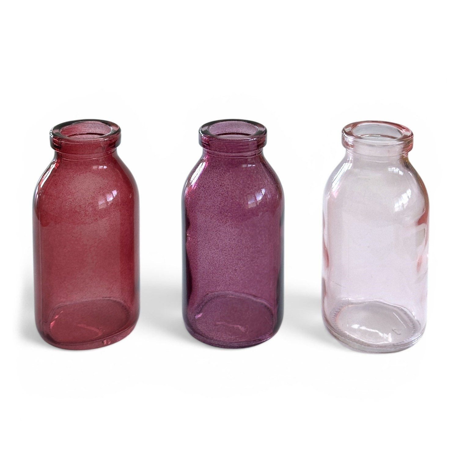 Sandra Rich Dekovase Glasvase 3er Set "Bottle klein" Ø 5 x 10,5cm, Glasflaschen