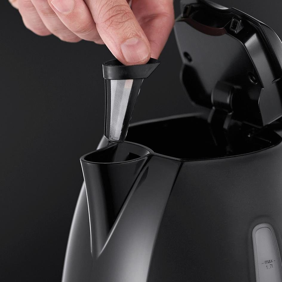 RUSSELL HOBBS Wasserkocher Textures Plus+ 22591-70, Schwarz, 1,7 l, 2400 W, blaue LED-Beleuchtung, Schnellkochfunktion, Perfect-pour, Kalkfilter – Bild 4 von 5