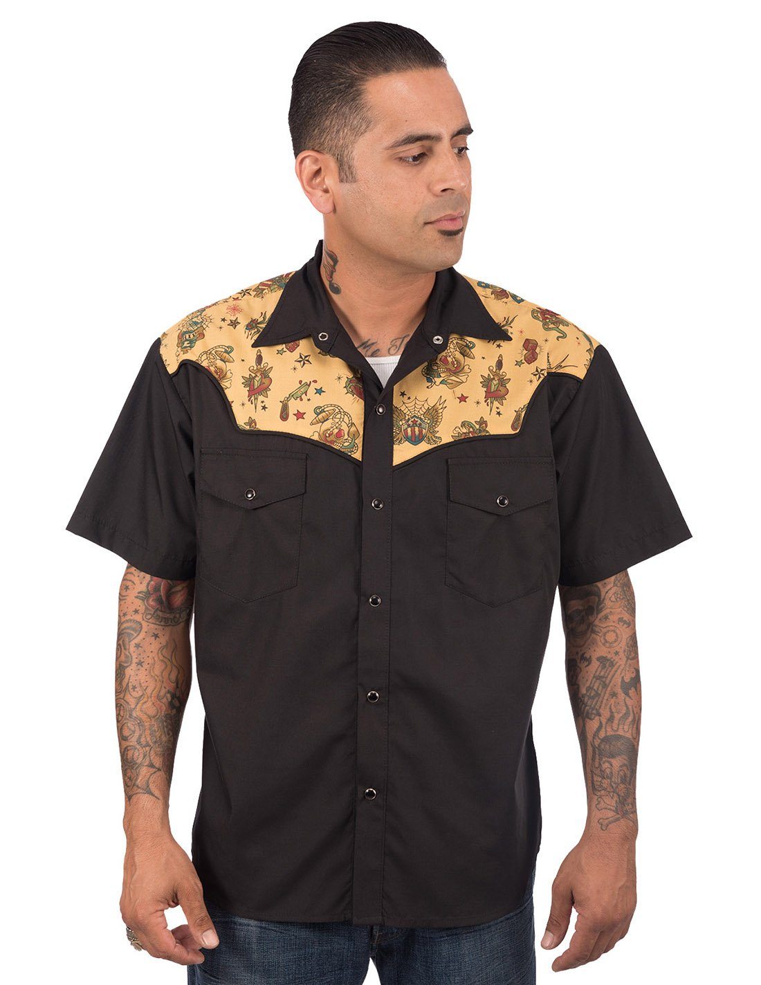 Steady Clothing Kurzarmhemd Tattoo Flash Western Shirt Retro Rockabilly