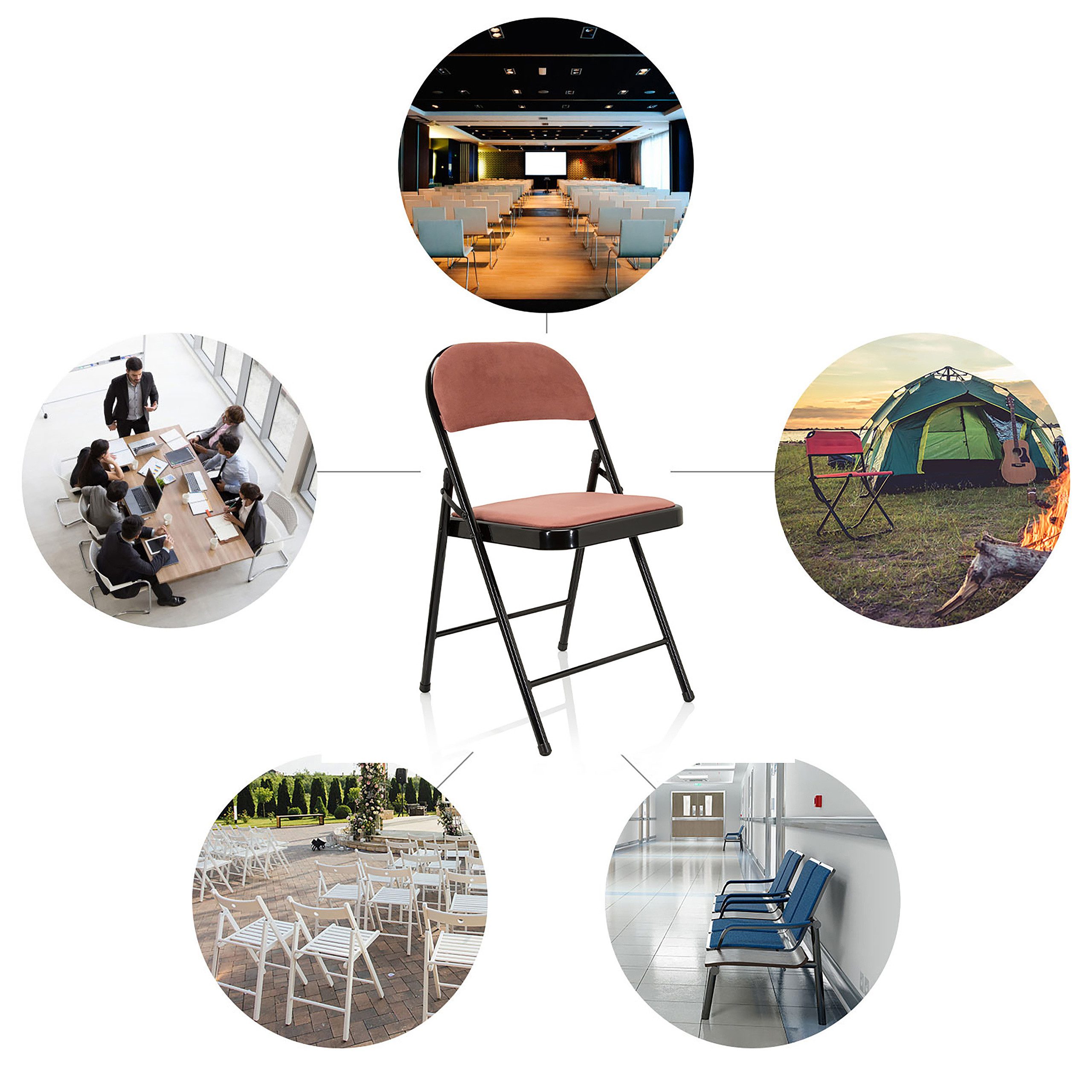 hjh OFFICE Klappstuhl Klappstuhl TUDELA I Stoff, gepolstert, Faltstuhl Besucherstuhl Konferenzstuhl, Metall-Gestell