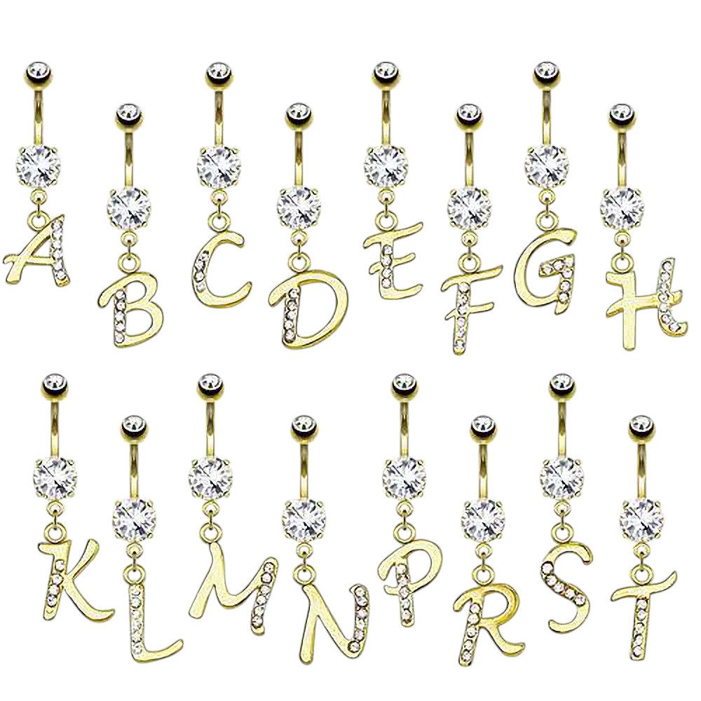 Taffstyle Bauchnabelpiercing Banane Stecker vergoldet Kristall Buchstabe An günstig online kaufen