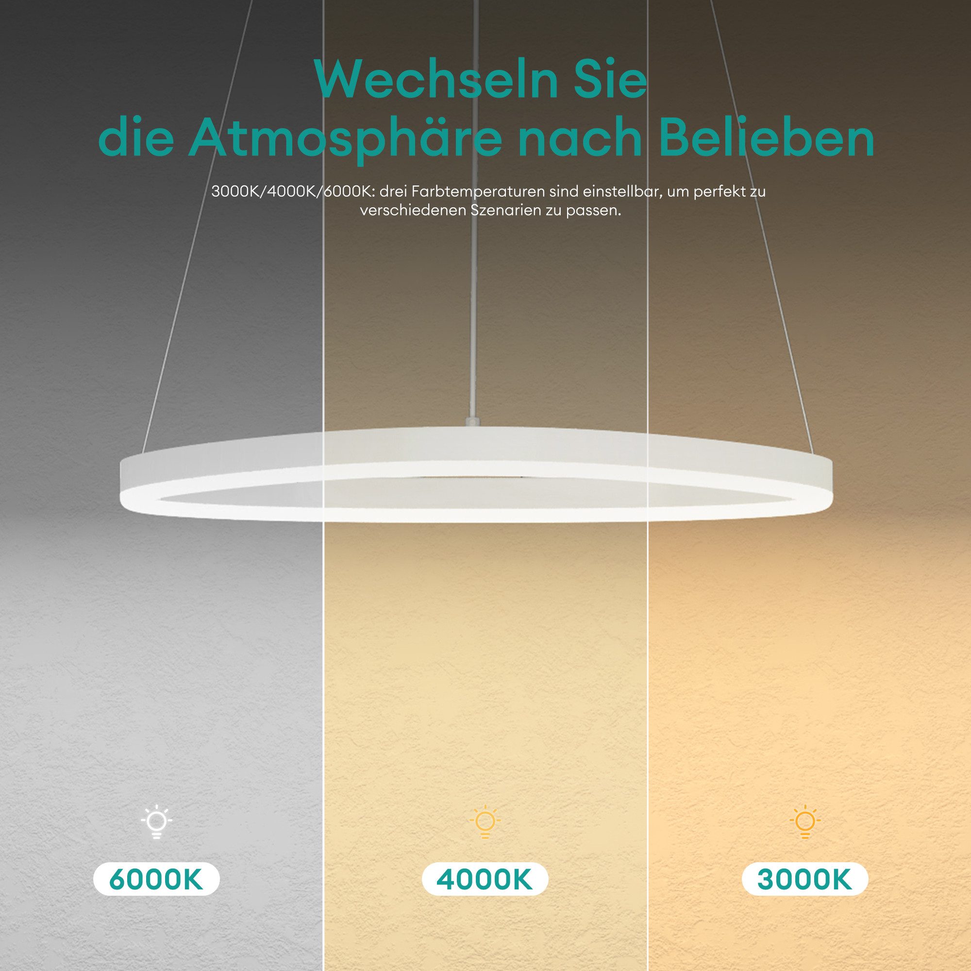 Mai & Mai LED Pendelleuchte Hängelampe Dynamisches Wellendesign Verstellbares Kabel Luvina06