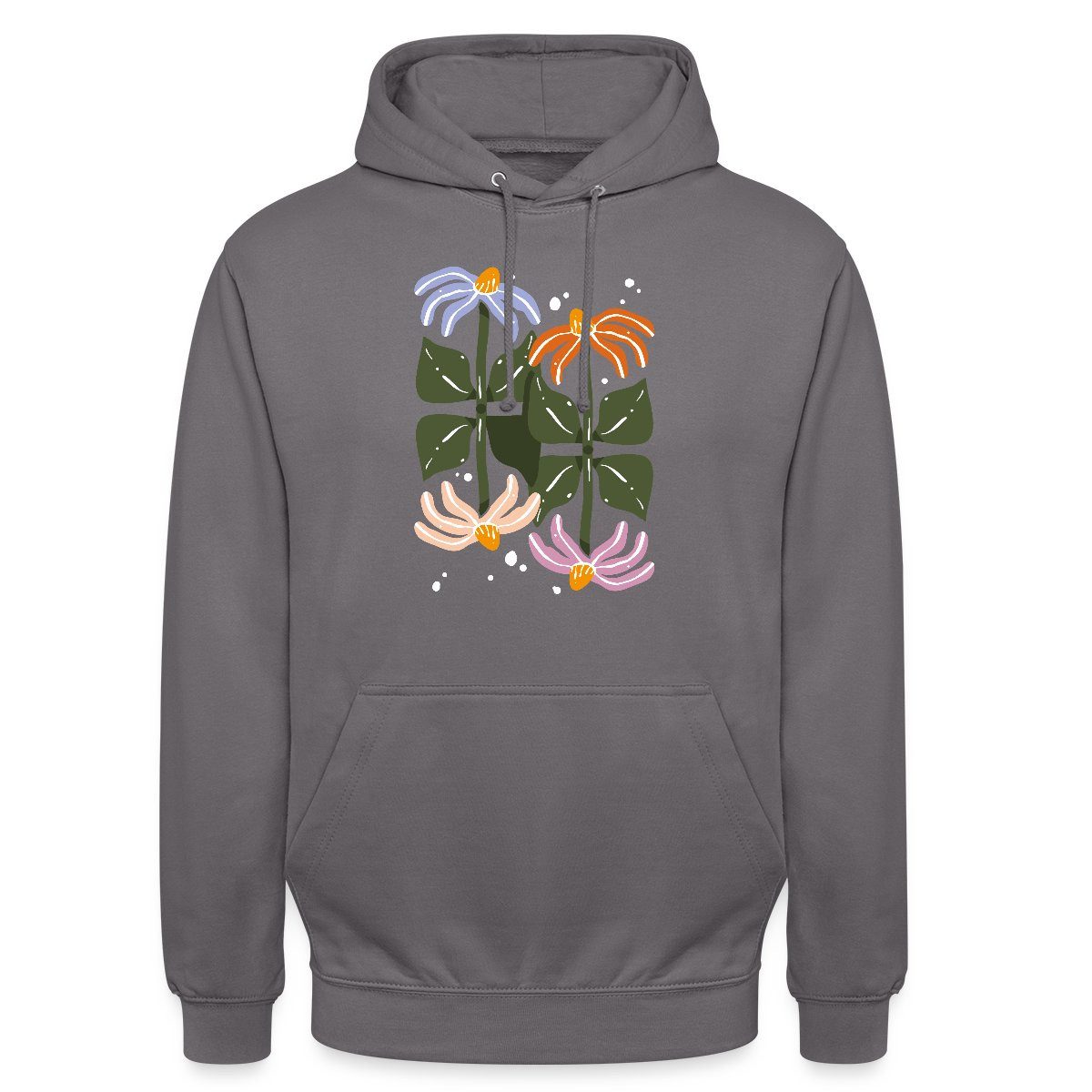 Spreadshirt Hoodie Bunte Retro Blumen Illustration Im Boho Stil Unisex Hoodie (1-tlg)