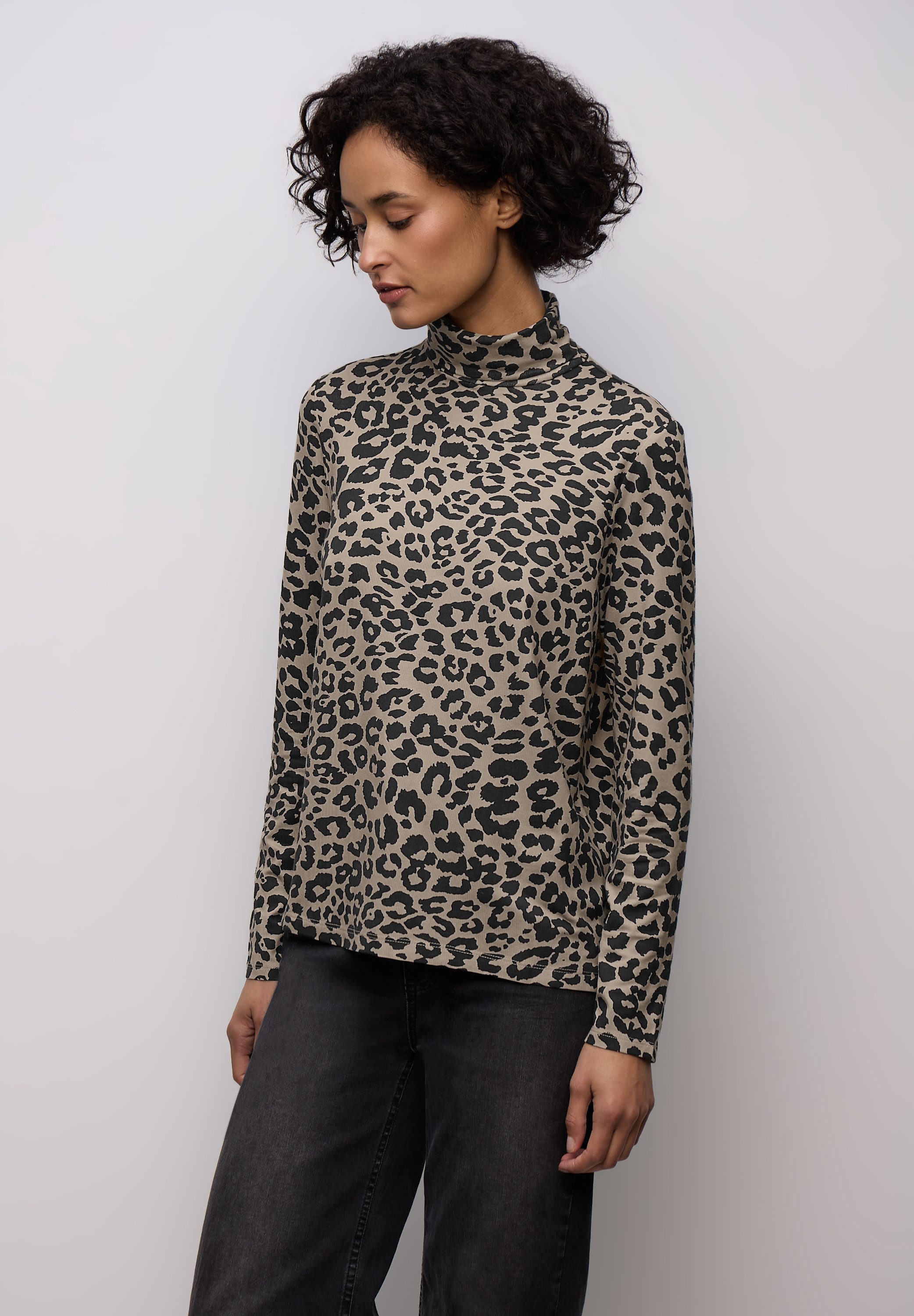 STREET ONE Rollkragenshirt mit Leoprint günstig online kaufen