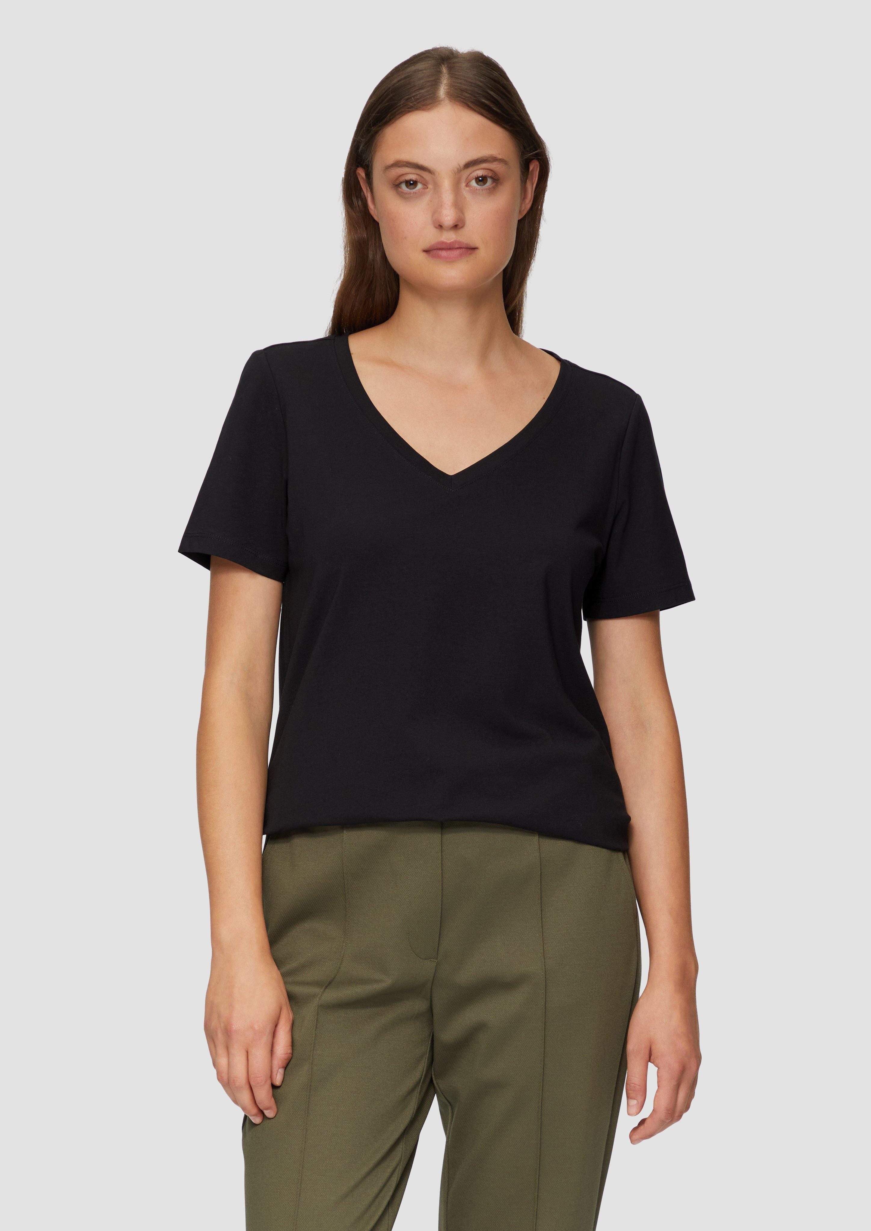 Kurzarmshirt T-Shirt mit V-Ausschnitt