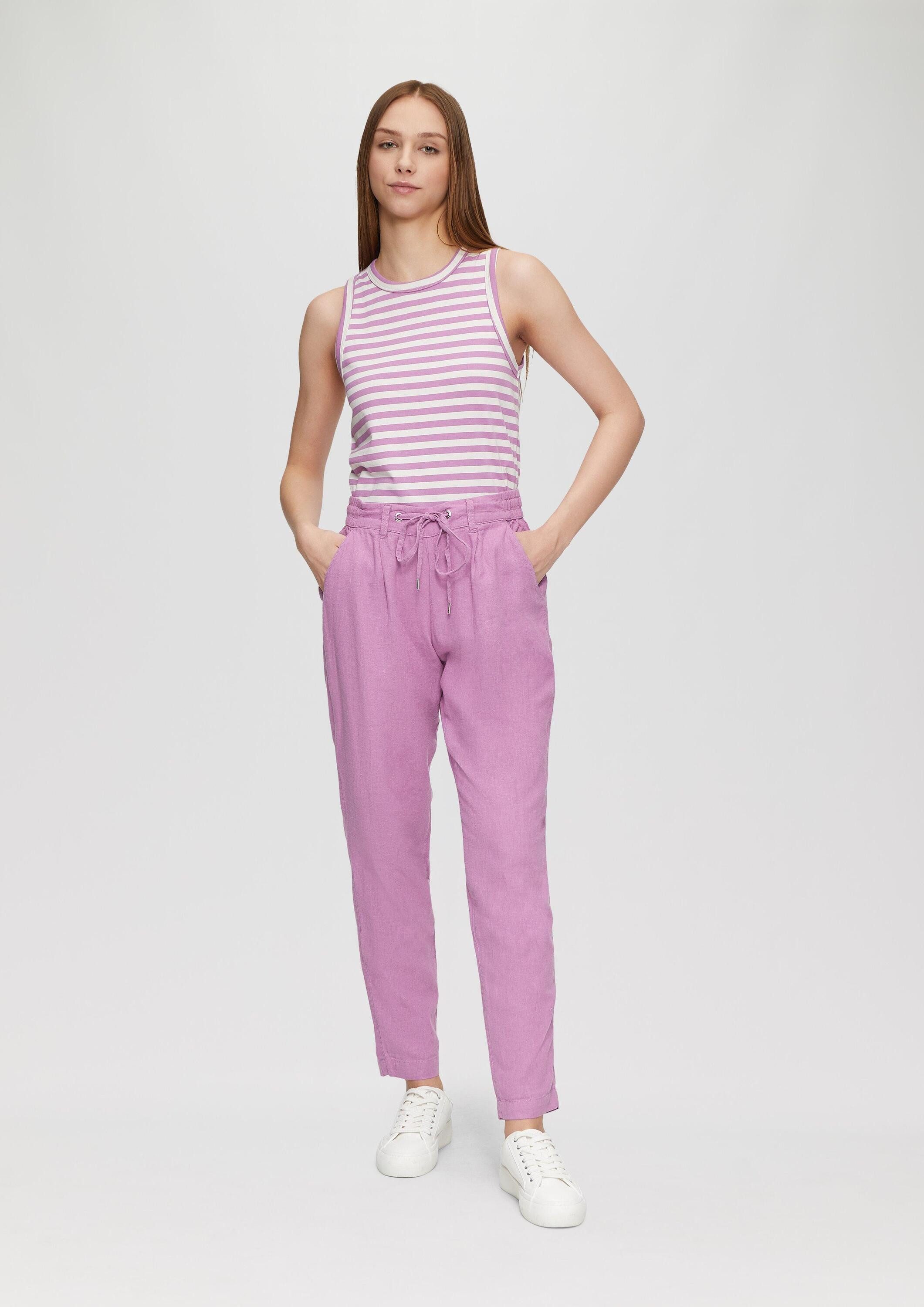 QS Chinos Hose Leinenhose mit Elastikbund und schmal zulaufendem Bein günstig online kaufen