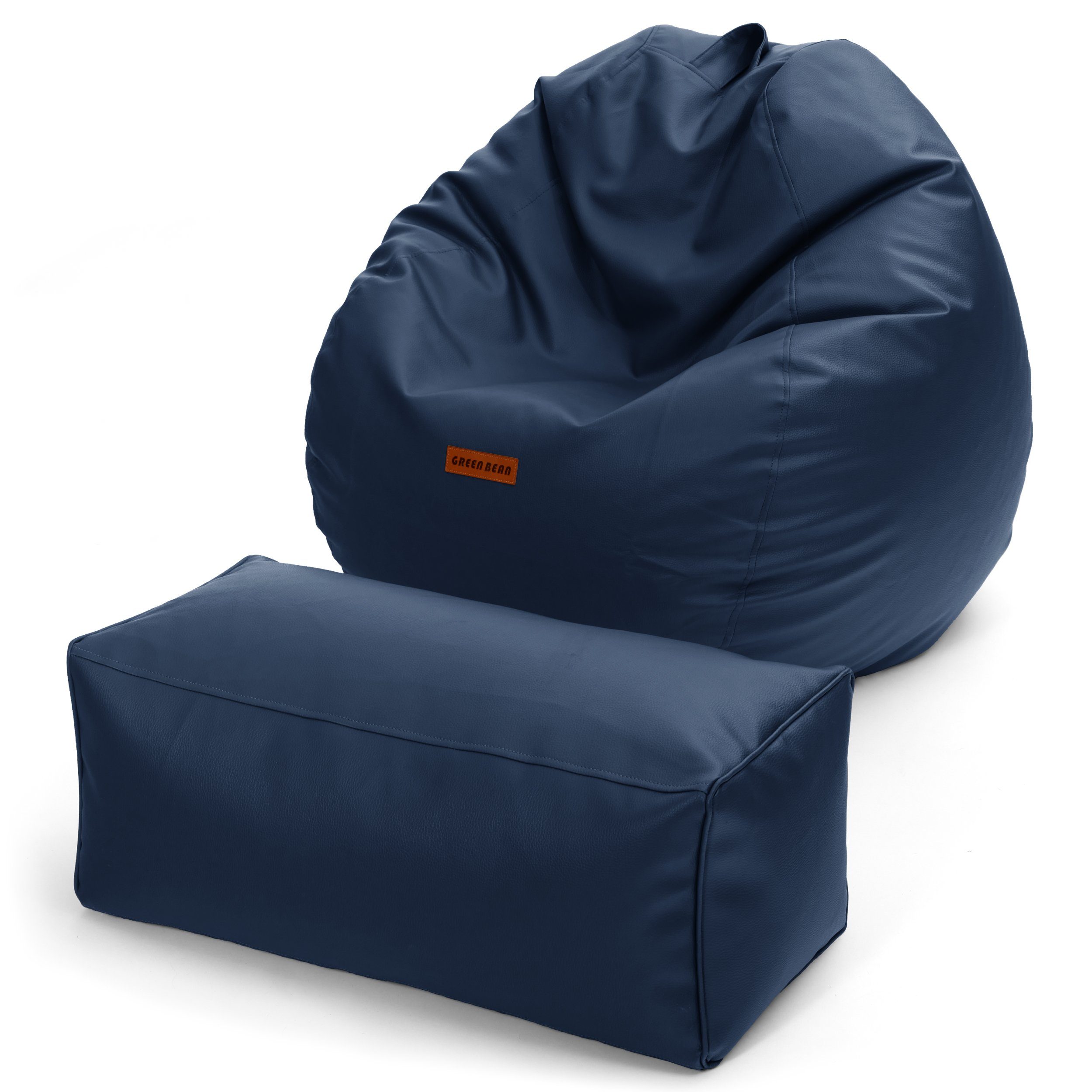 Sitzsack XXL + Pouf als Set aus Kunstleder